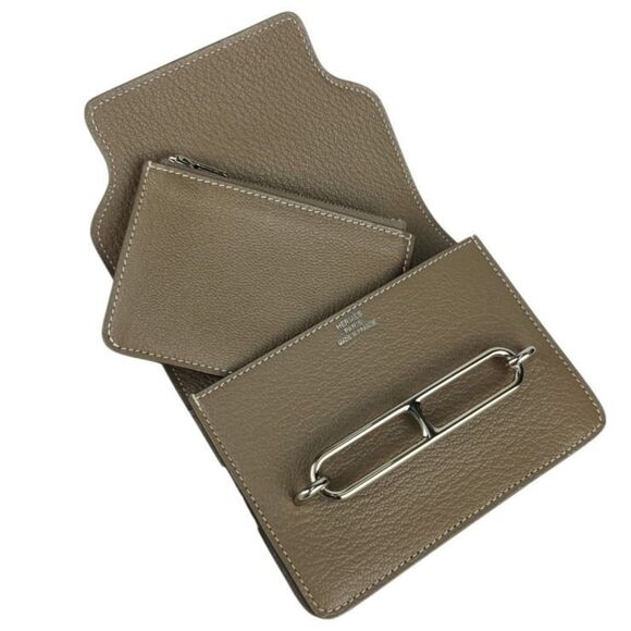 HERMES Hermès Wallet/Coin Case Lauris Luli Etoupe Chevre Mysore Women's - Picture 6 of 9